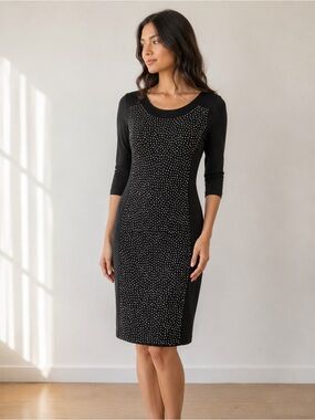 Cleo Black Studded Embellished Sheath Dress – Size M